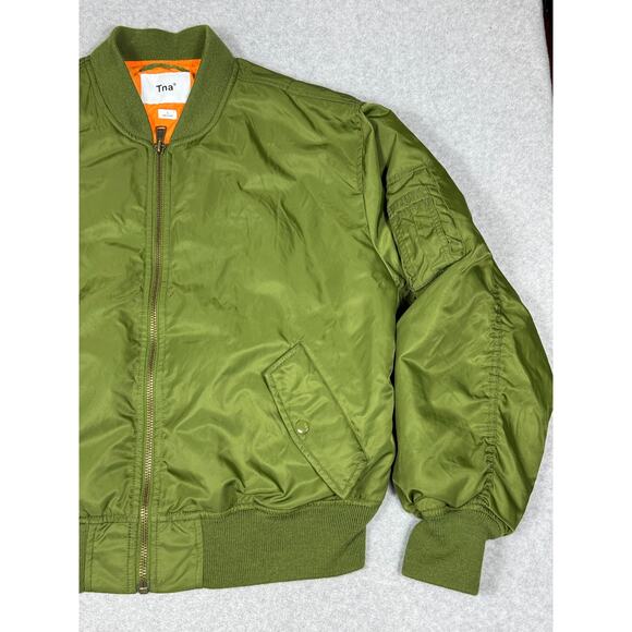Aritzia TNA Womens Size L Down Tahoe Bomber Jacket Green - Picture 11 of 12